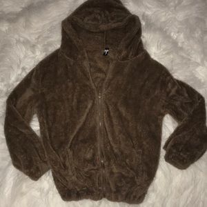 Fashion classic faux fur zip hoodie ears n tail